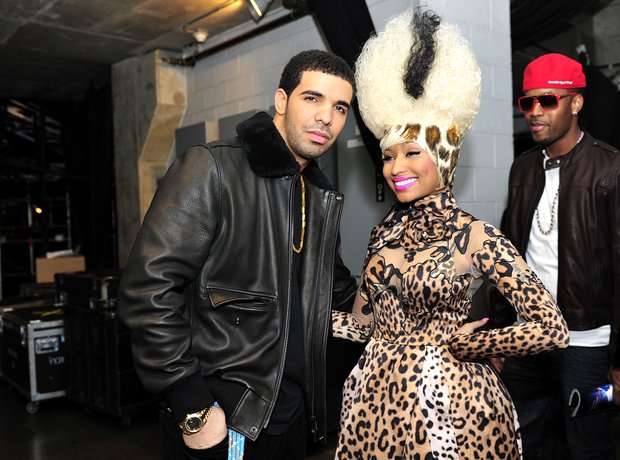 Drake with Nicki Minaj Grammy Awards backstage 