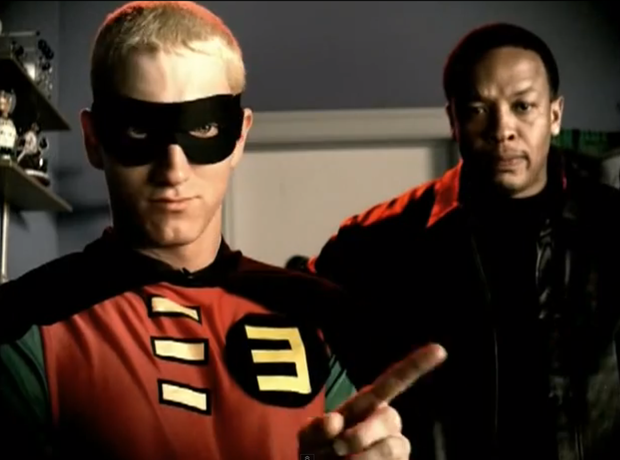Dr Dre as Batman and Robin in Without Me video