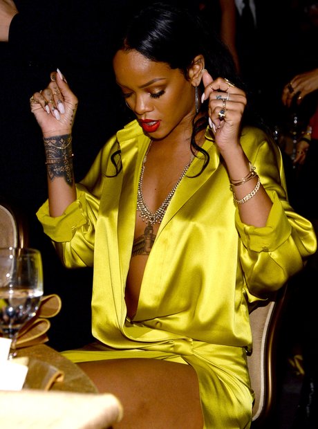 Rihanna Pre Grammy Gala 2014 Yellow Dress
