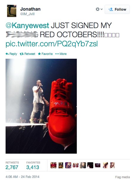 Kanye signed red octobers tweet