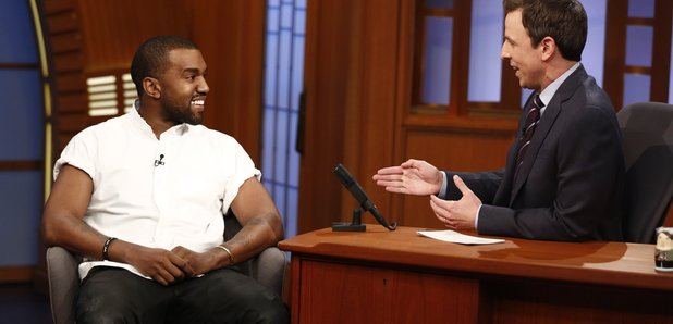 Kanye West and Seth Myers on the late show