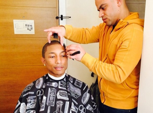 Pharrell Williams has a haircut before the Oscars