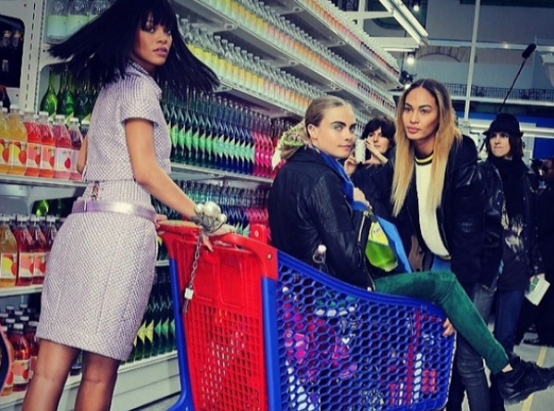 Rihanna Cara shopping trolley