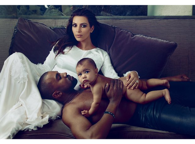 Kim Kardashian, Kanye West and North in Vogue Mag