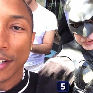 Pharrell selfie with Batman