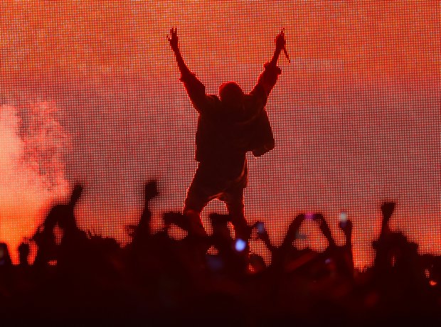 Kanye West performs at the Bonnaroo