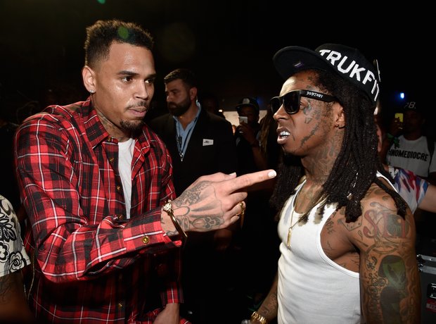 Chris Brown and Lil Wayne at the BET Awards 2014