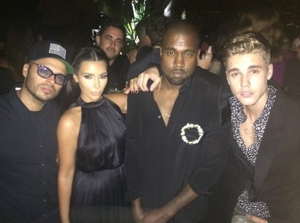 Kanye West With Kim Kardashian and Justin Bieber