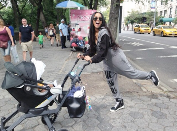 Ciara pushing pram