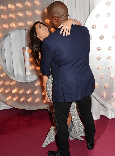 Kim Kardashian and Kanye West at the GQ Awards 201