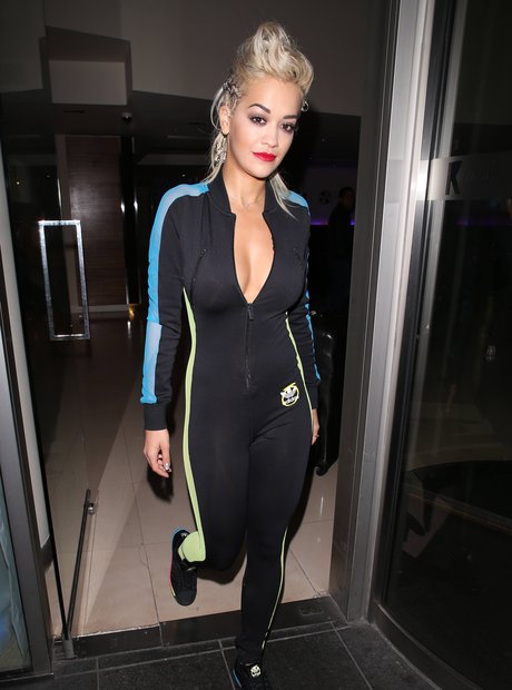 Rita Ora wearing a jumpsuit 