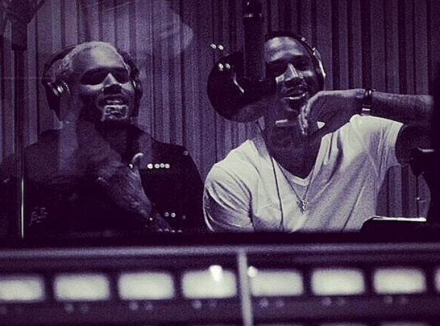 Chris Brown and Trey Songz in studio