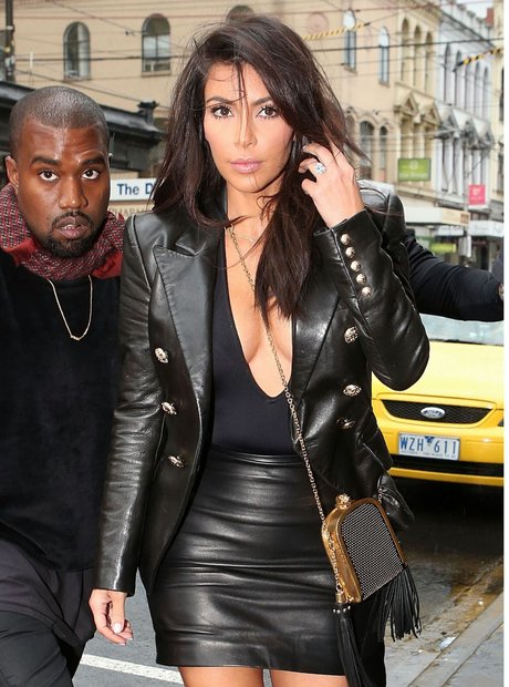 Kim Kardashian wearing leather 