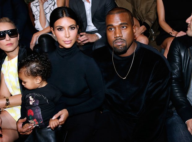 Kim Kardashian, Kanye West and North Front Row