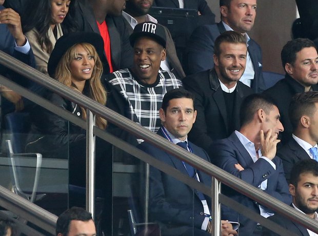 David Beckham with Jay Z and Beyonce