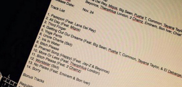 Kanye West rumoured tracklist