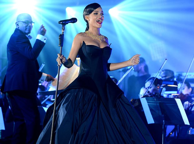 Rihanna performing at charity event