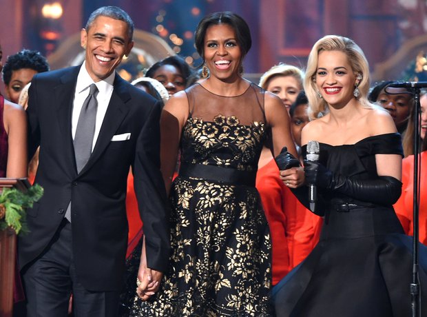 Barack Obama, Michelle Obama and Rita Ora