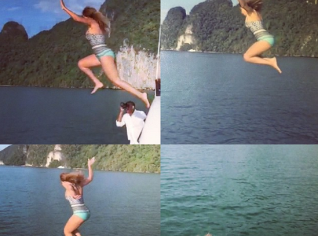 Beyonce Jumping Off Boat 