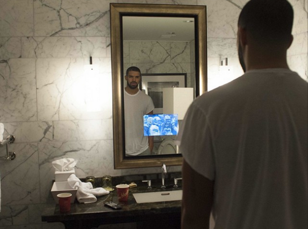 Drake TV in mirror 