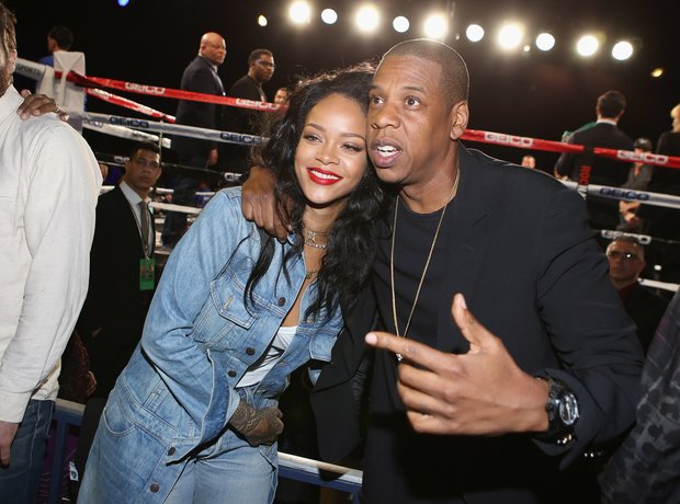 Rihanna and Jay Z attend 2015 Throne Boxing Fight 