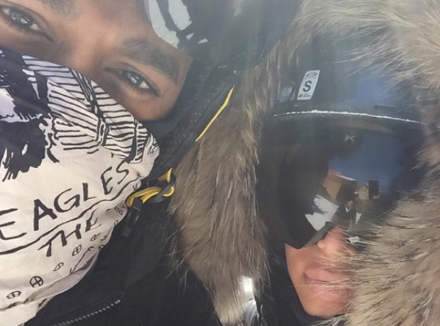 Kim and Kanye Skiing Instagram 