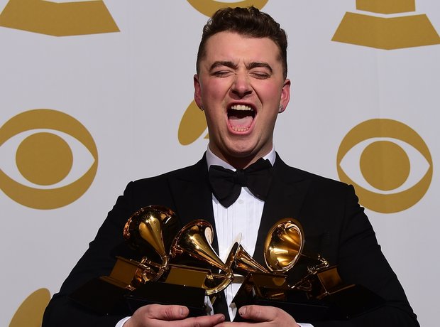 Sam Smith with his Grammy Awards 2015
