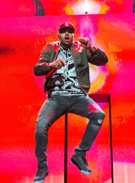 Chris Brown perfroms on his tour 