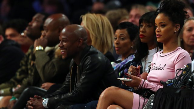 Rihanna attends the 2015 NBA All-Star Game