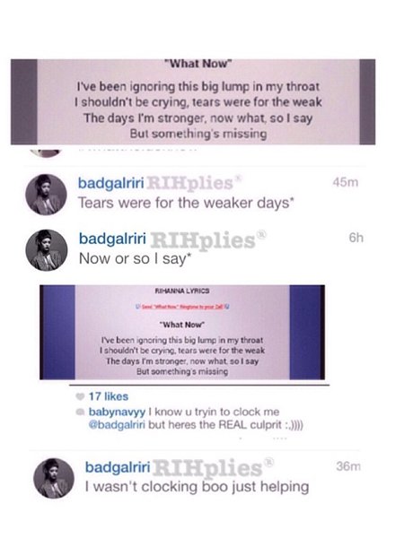 Rihanna throwing shade on instagram