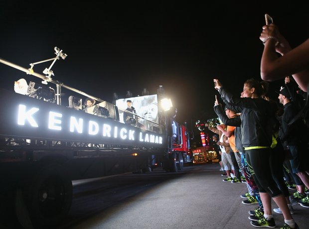 Kendrick Lamar performs on truck