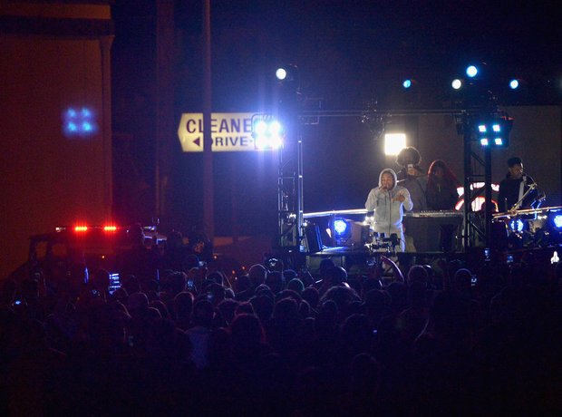 Kendrick Lamar performs on truck