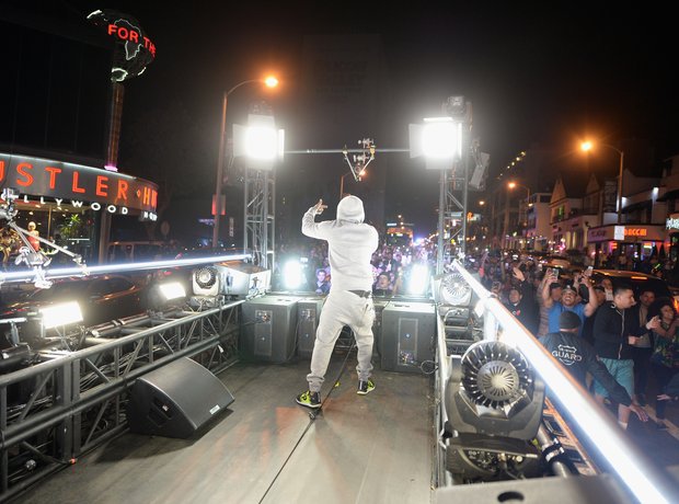 Kendrick Lamar performs on truck