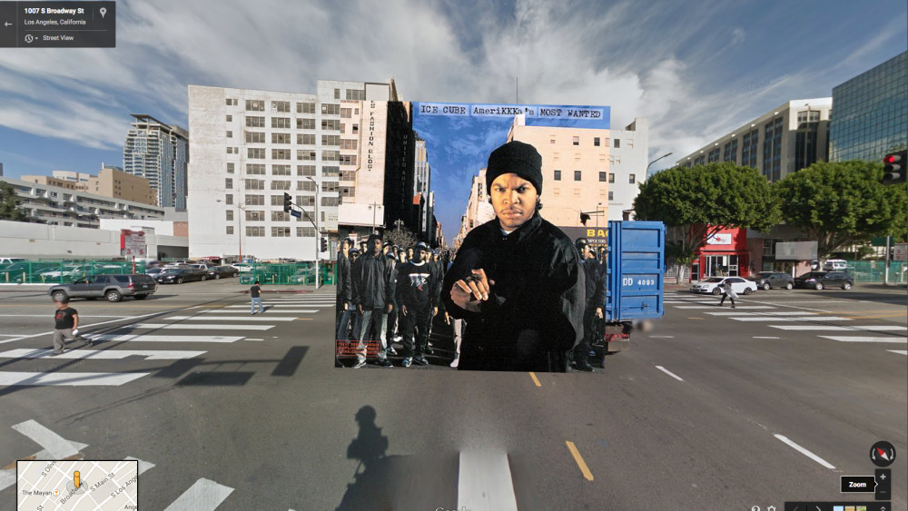 Hip hop album covers in street view