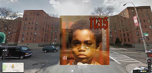 Hip hop album covers in street view