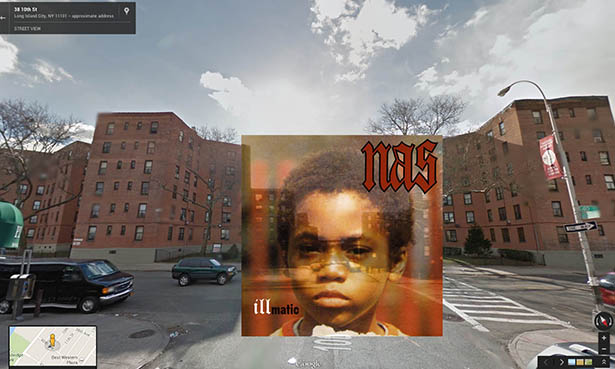 Hip hop album covers in street view