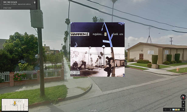 Hip hop album covers in street view