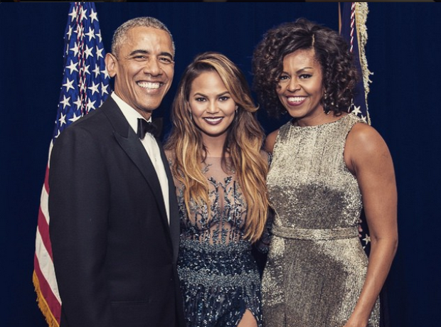Chrissy Teigen Barack and Michelle Obama