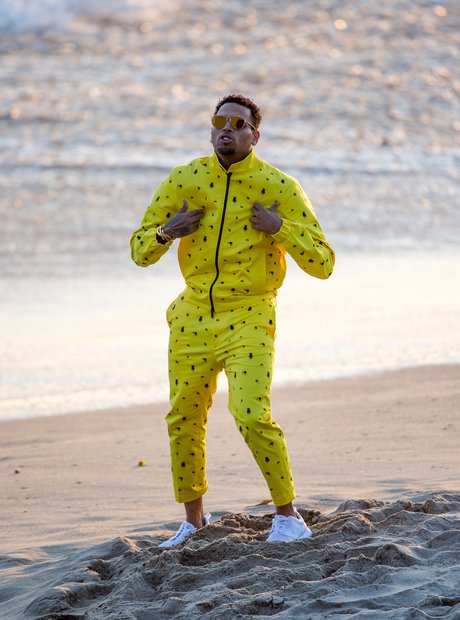 Chris Brown filming his new video