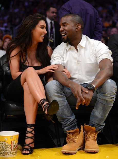 Kanye Smiling Kim Kardashian Lakers