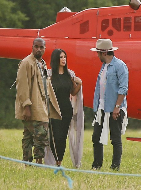 Kanye West and Kim Kardashian Glastonbury Helicopt