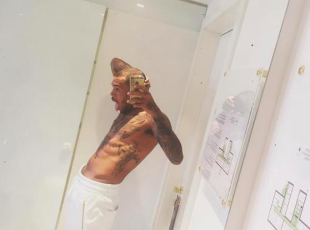 Chris Brown topless. 