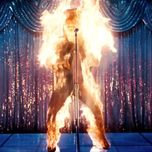 The Weeknd on fire in his music video