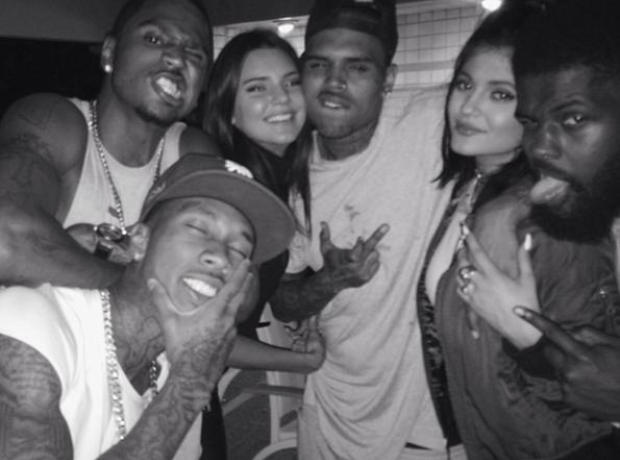 Kylie Jenner with Tyga and friends