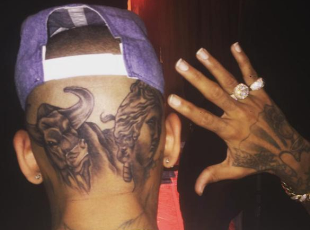 Chris Brown Head Tattoo