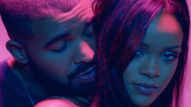 Drake hugging Rihanna
