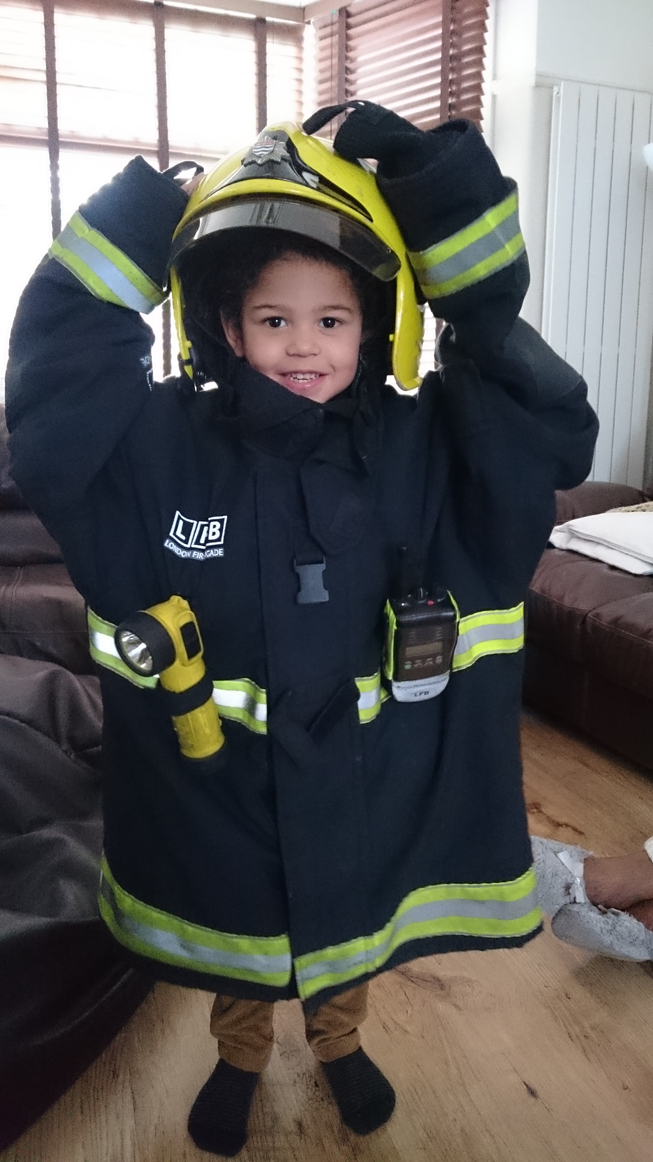 Child in fireman uniform