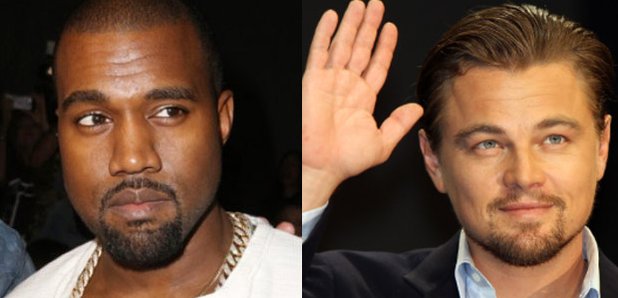 Kanye West next to Leonardo DiCaprio
