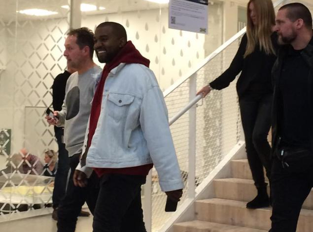 Kanye West walking down stairs in Ikea