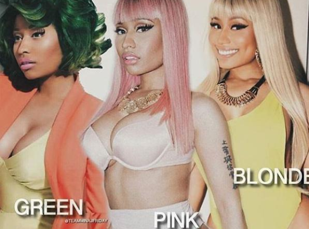 Nicki Minaj with different colour hair